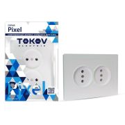 Розетка 2-м СП Pixel 16А IP20 без заземл. в сборе перламутр. TOKOV ELECTRIC TKE-PX-R2F-C04