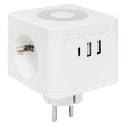 Разветвитель 3-м куб 2 гнезда 2хUSB 2.4А + тип C + ночник EKF UBA-CUB-T2-TC