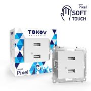 Розетка 2-м USB СП Pixel тип A+A 5В 1х2.1А 2х1.05А механизм айс TOKOV ELECTRIC TKE-PX-2USB-C34