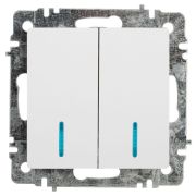 Выключатель 2-кл. СП Accent 6-105-01 10А IP20 250В с подсветкой AL/CU бел. Intro Б0063505