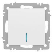 Выключатель 1-кл. СП Accent 6-102-01М 10А IP20 250В с подсветкой AL/CU бел. матов. Intro Б0063466