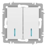 Выключатель 2-кл. СП Accent 6-105-01М 10А IP20 250В с подсветкой AL/CU бел. матов. Intro Б0063507