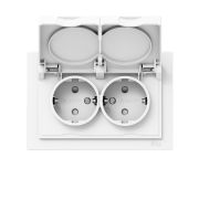 Розетка 2-м СП Эпика 16А IP44 с заземл. защ. шторки с рамкой с крышками механизм бел. EKF UP1-SOW-211-44