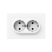 Розетка 2-м СП Эпика 16А с заземл. без защ. шторок с рамкой механизм бел. EKF UP1-SOW-210