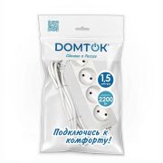 Удлинитель 4х1.5м без заземл. 10А IP20 2.2кВт ПВС 2х1 бел. DOMTOK 2354