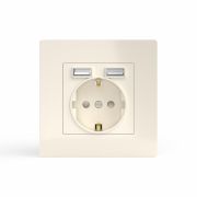 Розетка 1-м СП Pixel с заземл. с 2-мя заряд. устр. USB тип A+A механизм беж. TOKOV ELECTRIC TKE-PX-R1U2A-C02