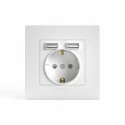 Розетка 1-м СП Pixel IP20 с заземл. с 2-мя заряд. устр. USB тип A+A механизм бел. TOKOV ELECTRIC TKE-PX-R1U2A-C01