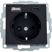 Розетка AtlasDesign 16А с 2-мя заряд. устройствами USB тип A+C 5В/2.4А 2х5В/1.2А механизм карбон SE ATN001032