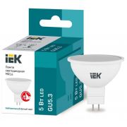 Лампа светодиодная Eco 5Вт MR16 софит 4000К нейтр. бел. GU5.3 450лм 230-240В IEK LLE-MR16-5-230-40-GU5